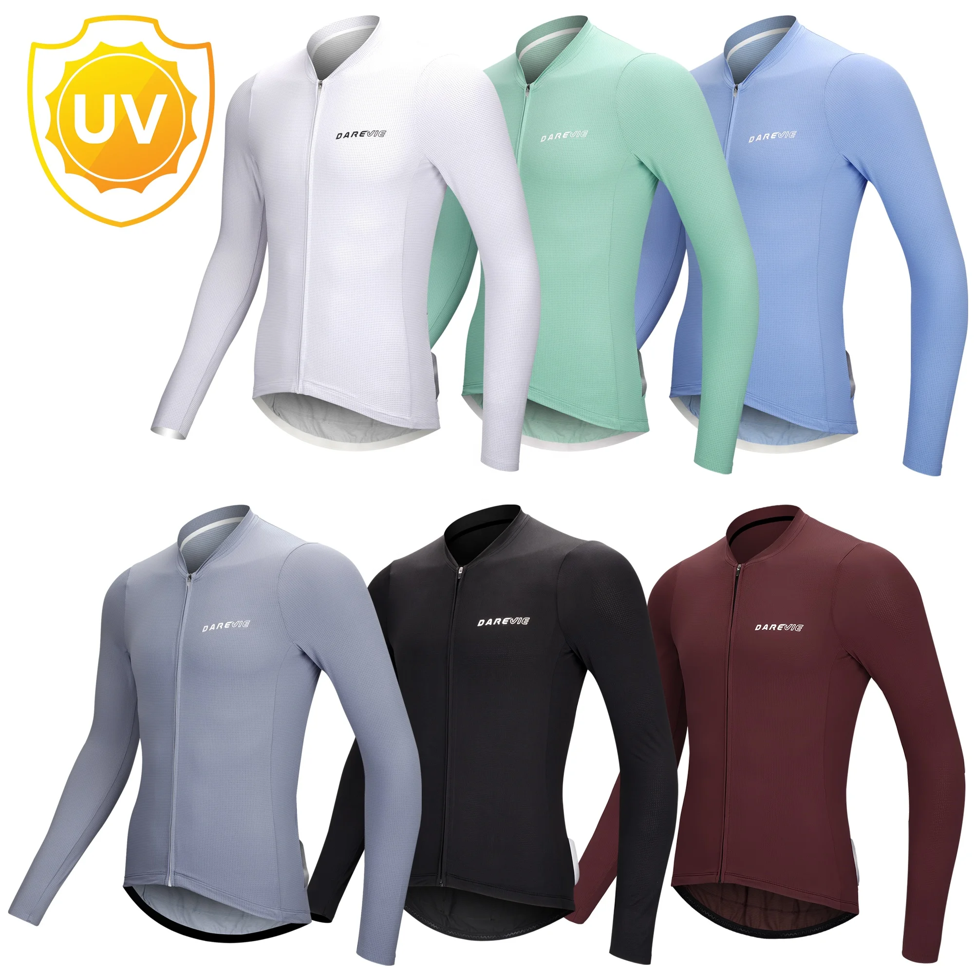 Darevie OEM Bamboo Charcoal Fiber Bike Apparels Long Sleeves Breathable Speed Suit Custom Cycling Jerseys