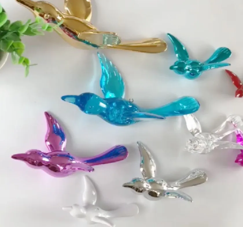 Hang Decoration Transparent Plastic Acrylic Flying Birds Hummingbird Ornament For Wedding Stage Decoration