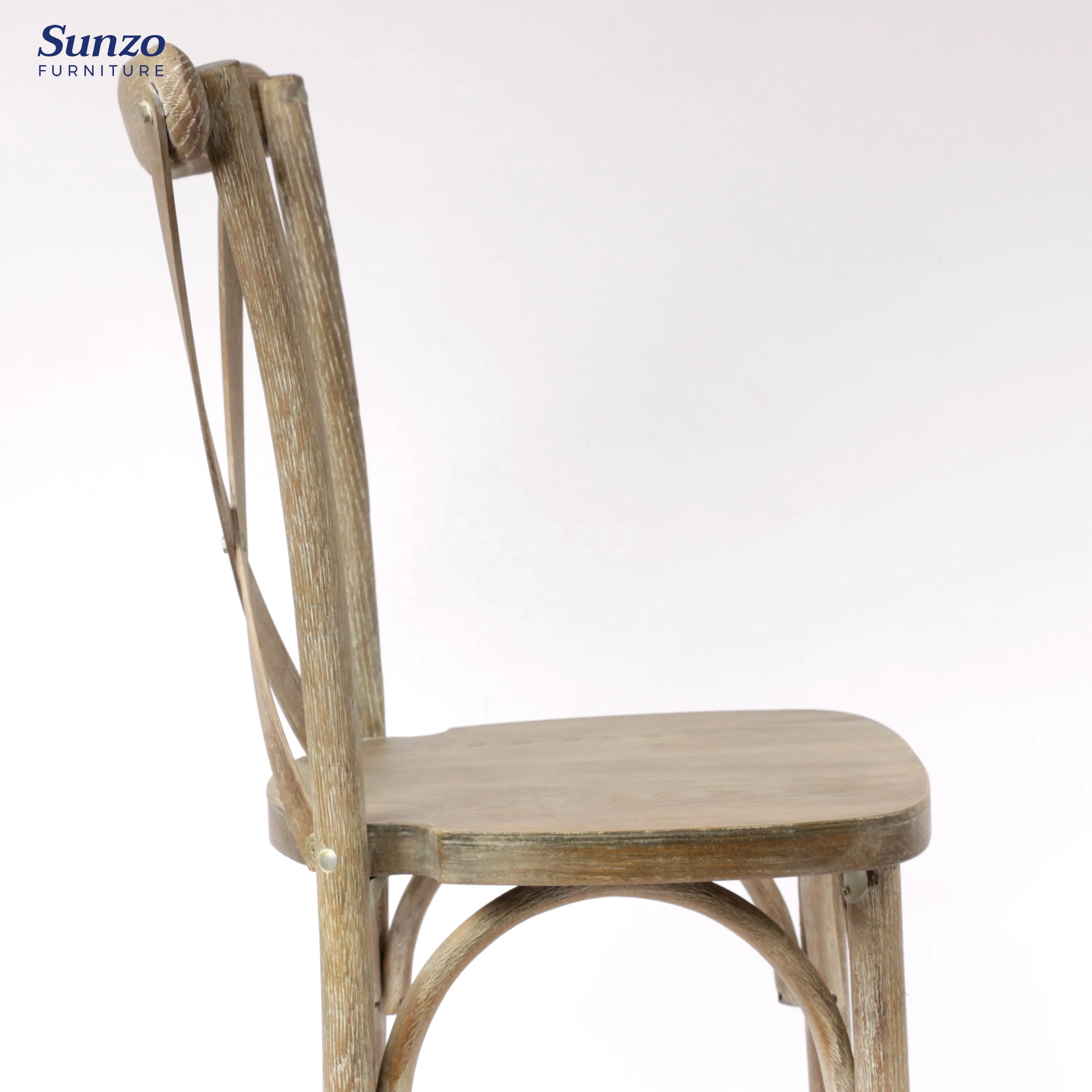 Sunzo Furniture Vintage X Crossback Chairs Stackable Wooden Wedding Dining Chairs