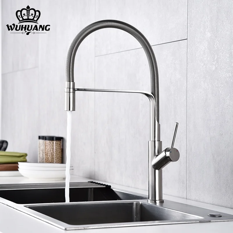 
Factory Direct Sales Brass Chrome Pull Out Kitchen Faucet 2 Way Water Outlet Kitchen Sink Tap 
