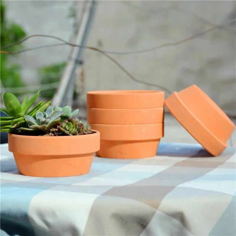 2022 new hot selling low price high quality large red pottery flat flower pot root shallow plant pot wholesale