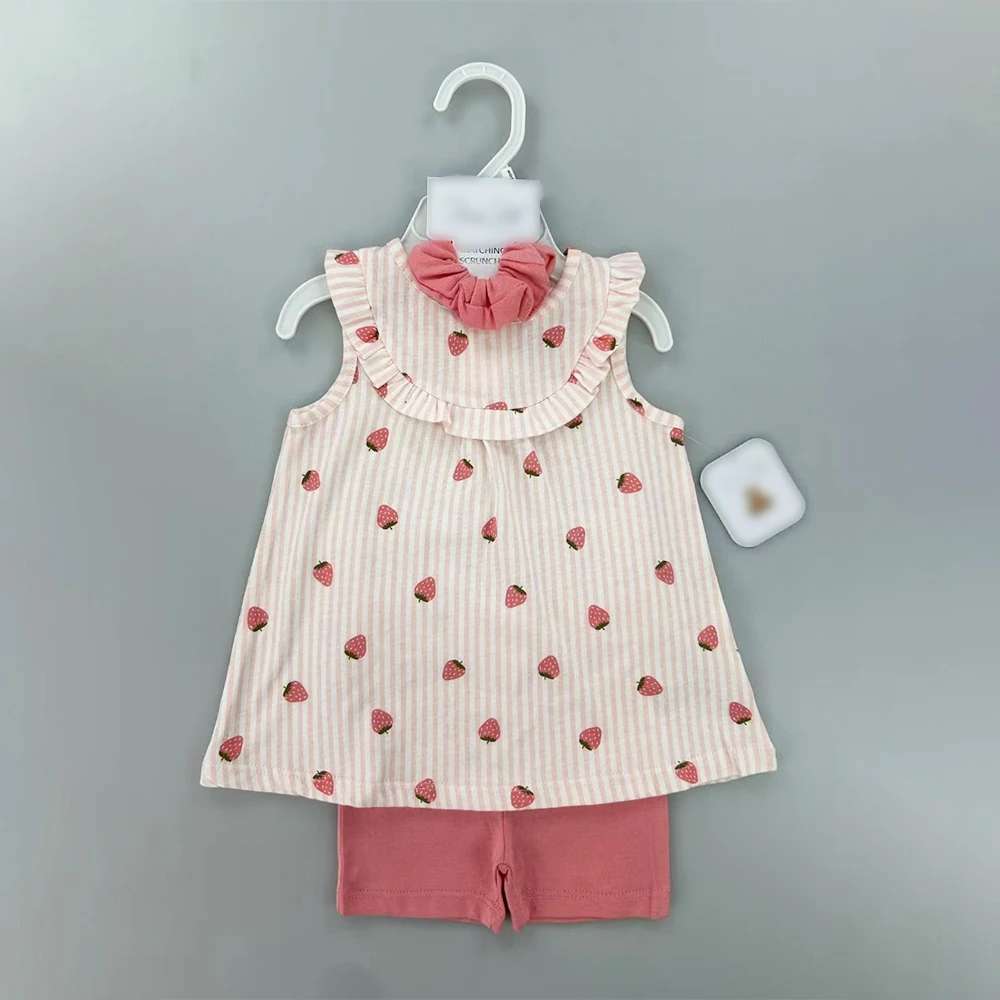 Wholesale Baby Girl Dress+Pants+Headband 3pcs Set Summer Newborn Infant Cotton Clothes Toddler Baptism Dress
