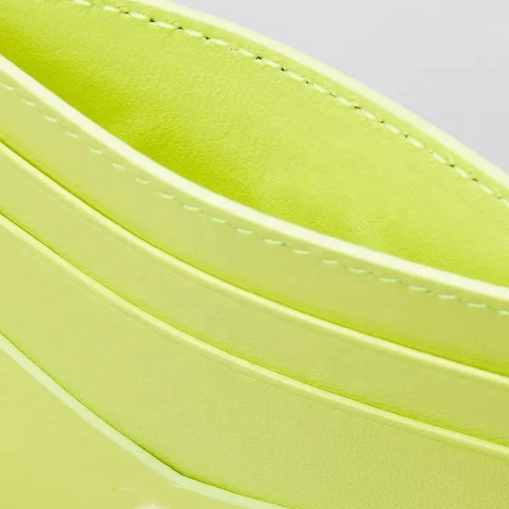 Designer Logo Smooth Leather Cardholder Soft Slim fluorescein Card Case