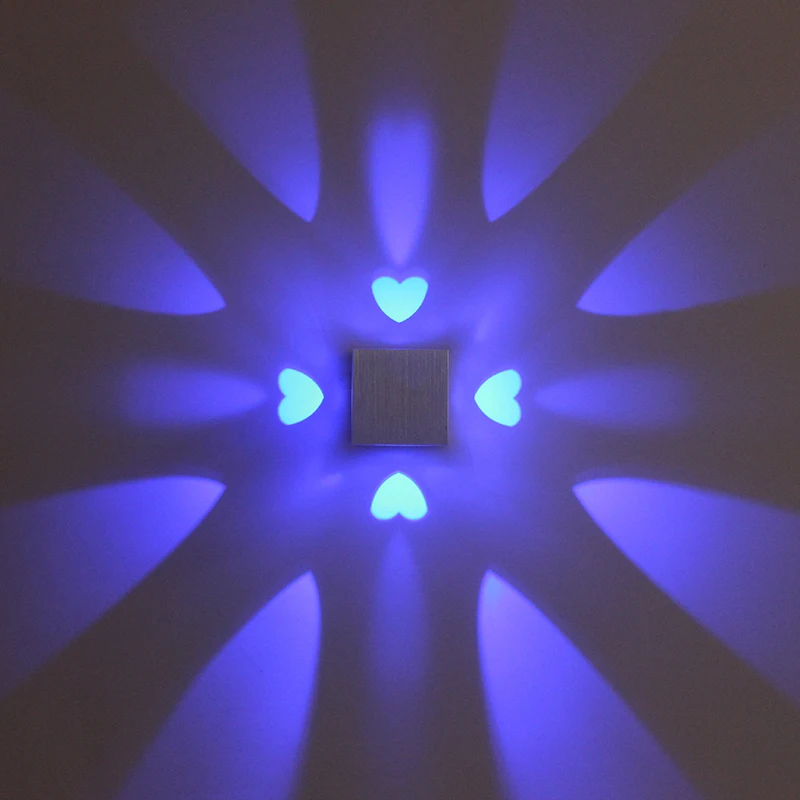 Hagood Indoor 3W Beautiful Heart Light RGB Led Wall Lamp Wall Mounted for Home Bedroom Hotel bar Decorative Lighting