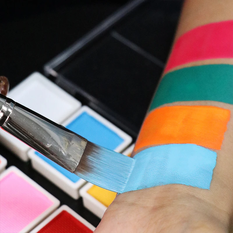 Professional Water activated 12 uv neon color private logo fluorescent face body paint palette body painting supplies