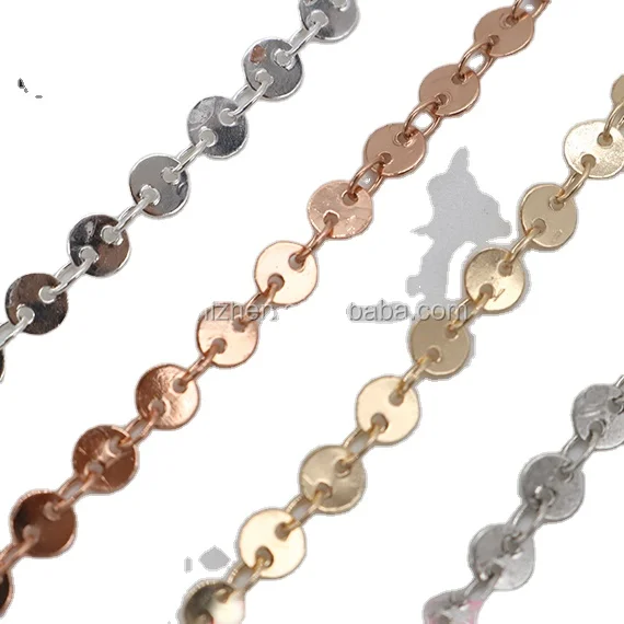 decorative round disc link jewelry findings type gold chain for clothes