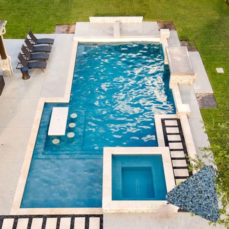 2024 hot sale family house mosaic frame pools swimming outdoor fiberglass in ground swimming pool with spa
