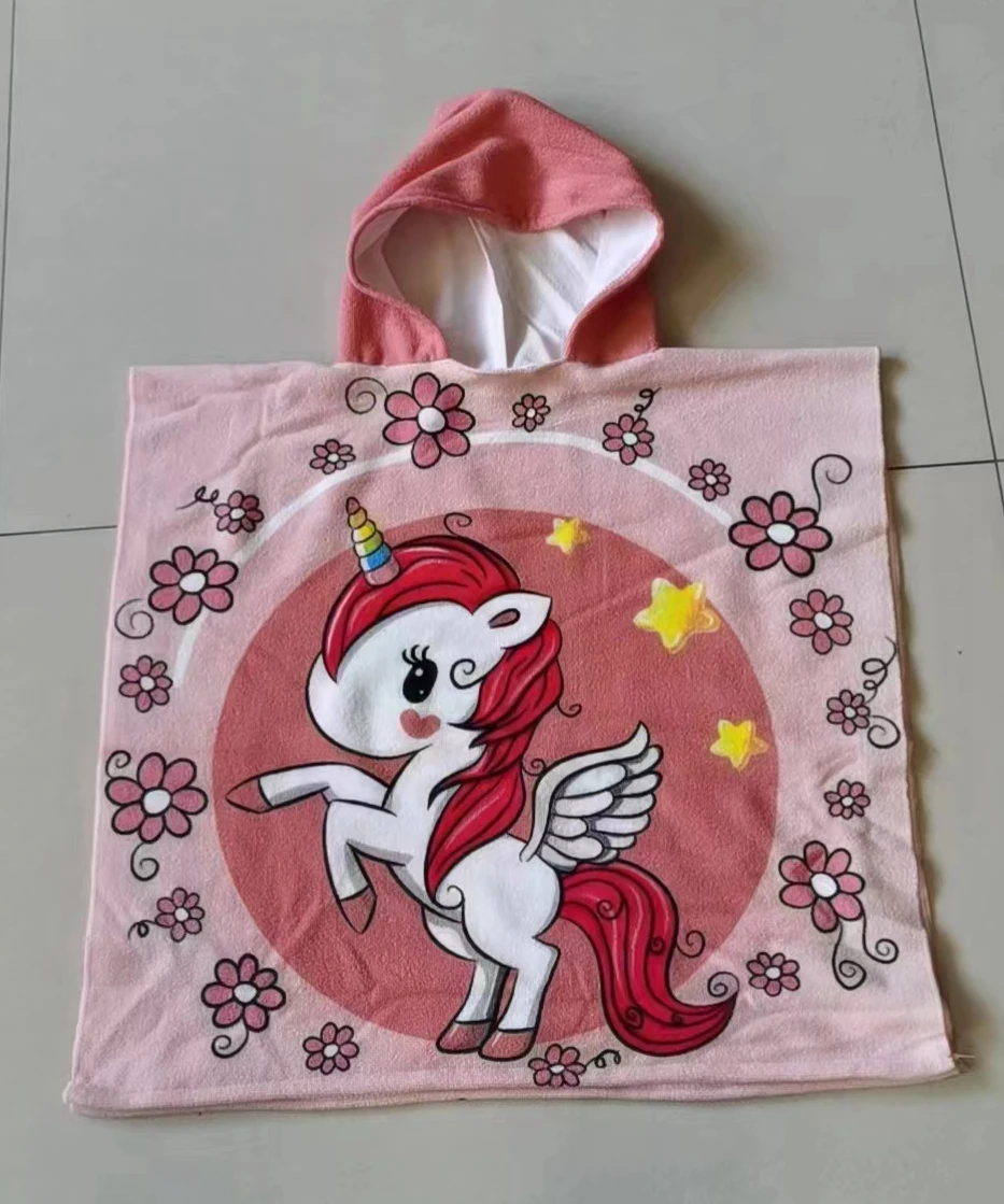 Pink Mermaid Kids Beach Towel for Boys Girls Hooded Bath Towel Wrap Toddler Pool Towel with Hood Cape