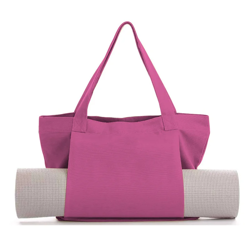 Pink Yoga and Fitness Carrier Bag with Sturdy Handle Foldable Gym Yoga Mat Holder Bag Canvas for Women Fitness Yoga Sports Bag