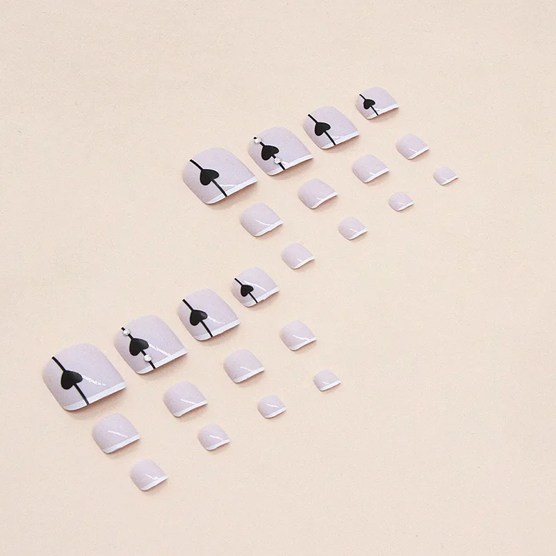 F060 Toe Nail Manicure Punk Style Nail Art Finished Toe Nail Patch Acrylic False Toes Art Tips Toenails