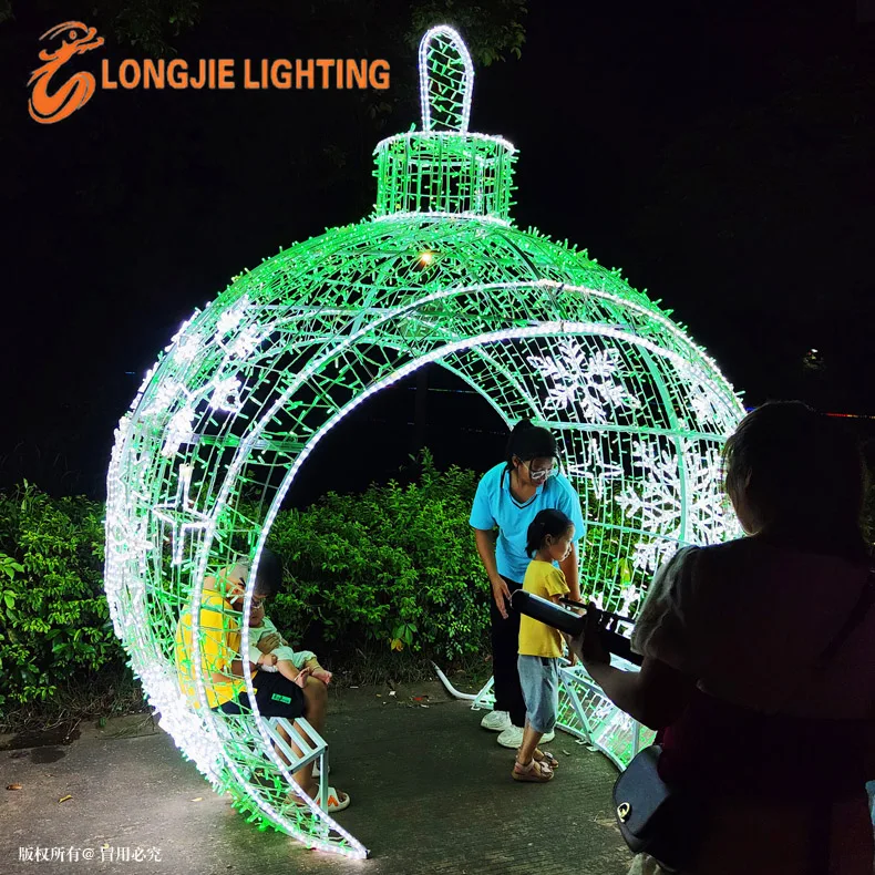 H:3.0M Outdoor Christmas ball decoration LED motif 3D giant arch lights
