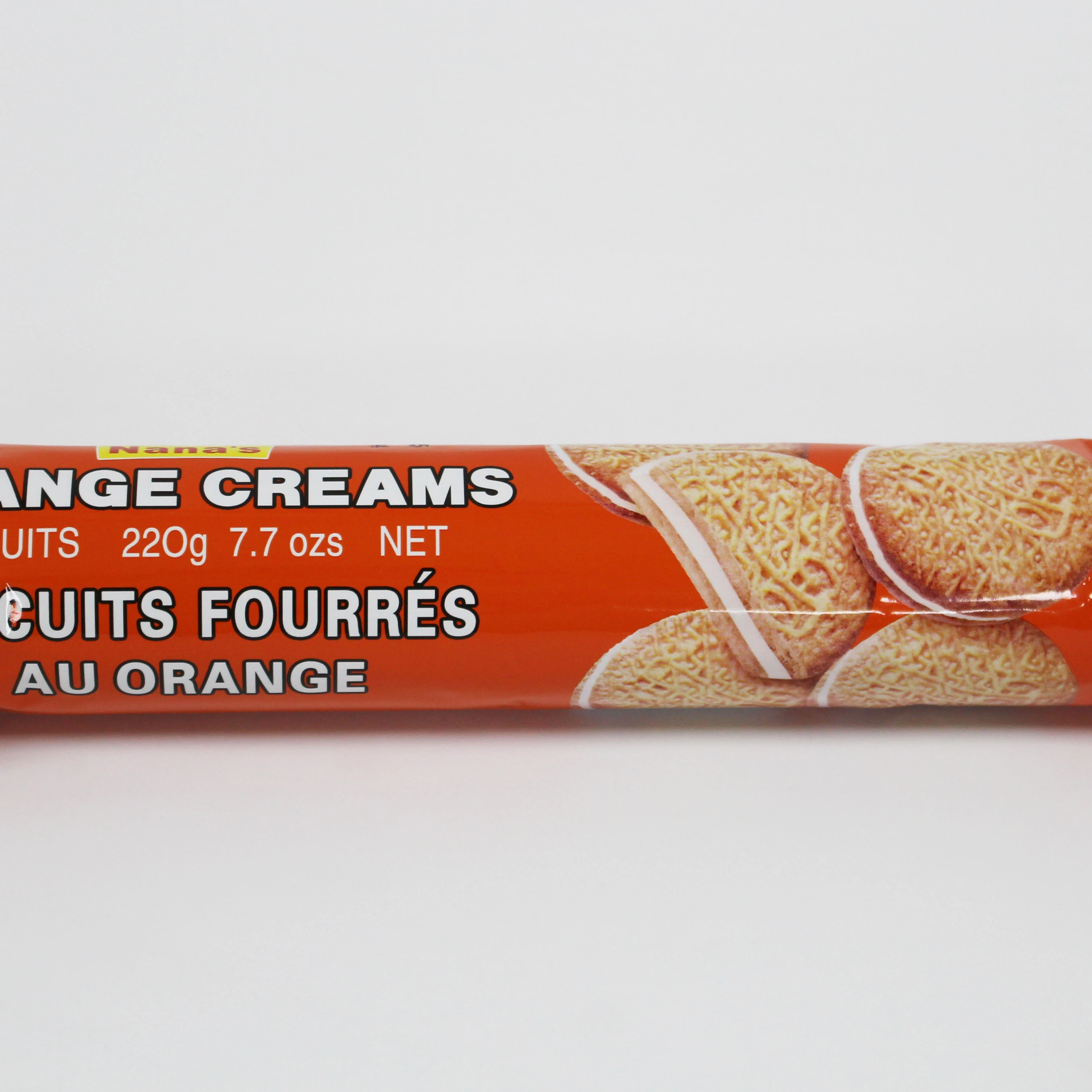 Wholesale manufacture 220g biscuits and cookies orange center filled biscuits sandwich cream cracker biscuits