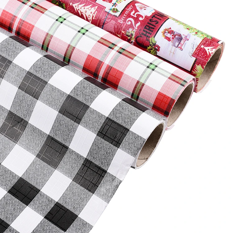 
Vintage Plaid Craft Paper Wrapping Paper Gift Present Tree Santa Wrap Decorative Xmas Party Roll Wrapping Paper Papel De Parede 