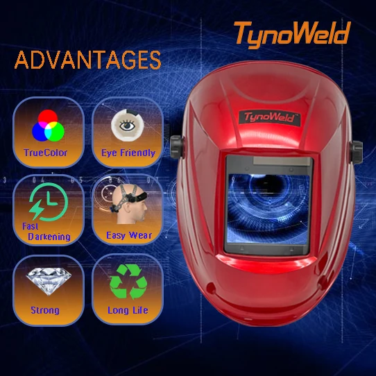 large visible screen PA/PP material auto darkening welding helmet