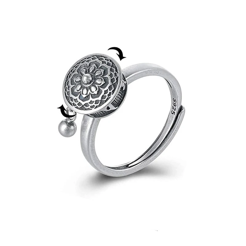 Jymoon Vintage Rotary Ring Opening Can Rotate The Lotus Index Finger Decompress The Ring