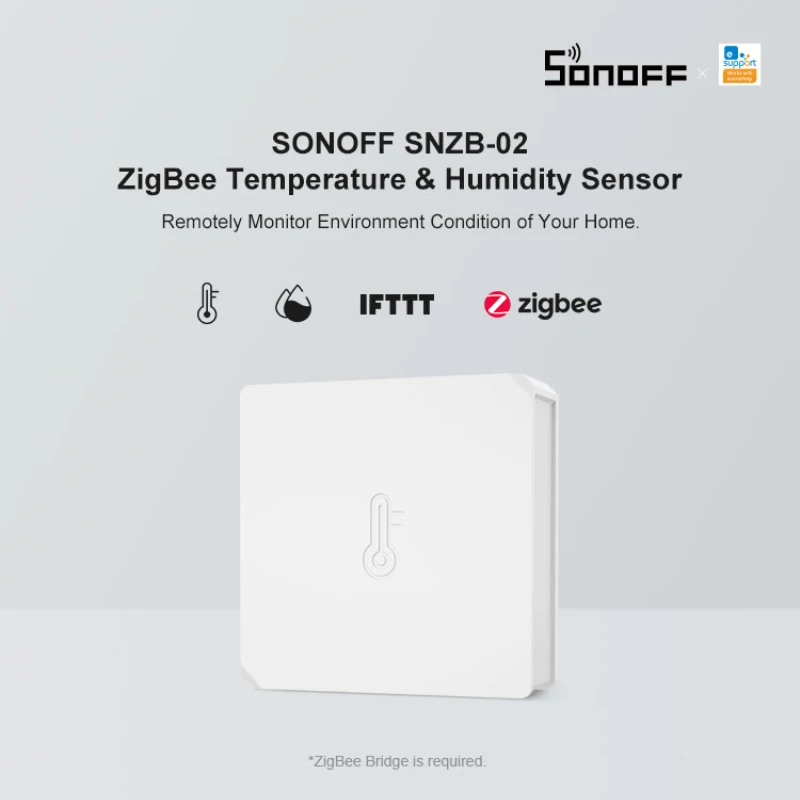  Датчик температуры и влажности SONOFF SNZB-02 ZigBee в режиме реального времени уведомление о низком заряде батареи работает с приложением