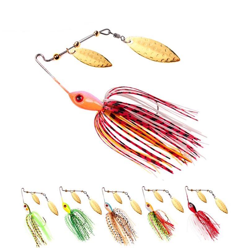 Buzzbait Lure 17G Spinnerbait Skirts Metal Jigging Spoon Fishing Jig Head Swimbait For Bass Metal Sequin Lure