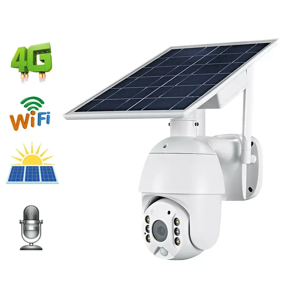 S10 4mp 2mp Solar Rotational Solar Powered 4G Simcard PTZ CCTV Camera Wireless