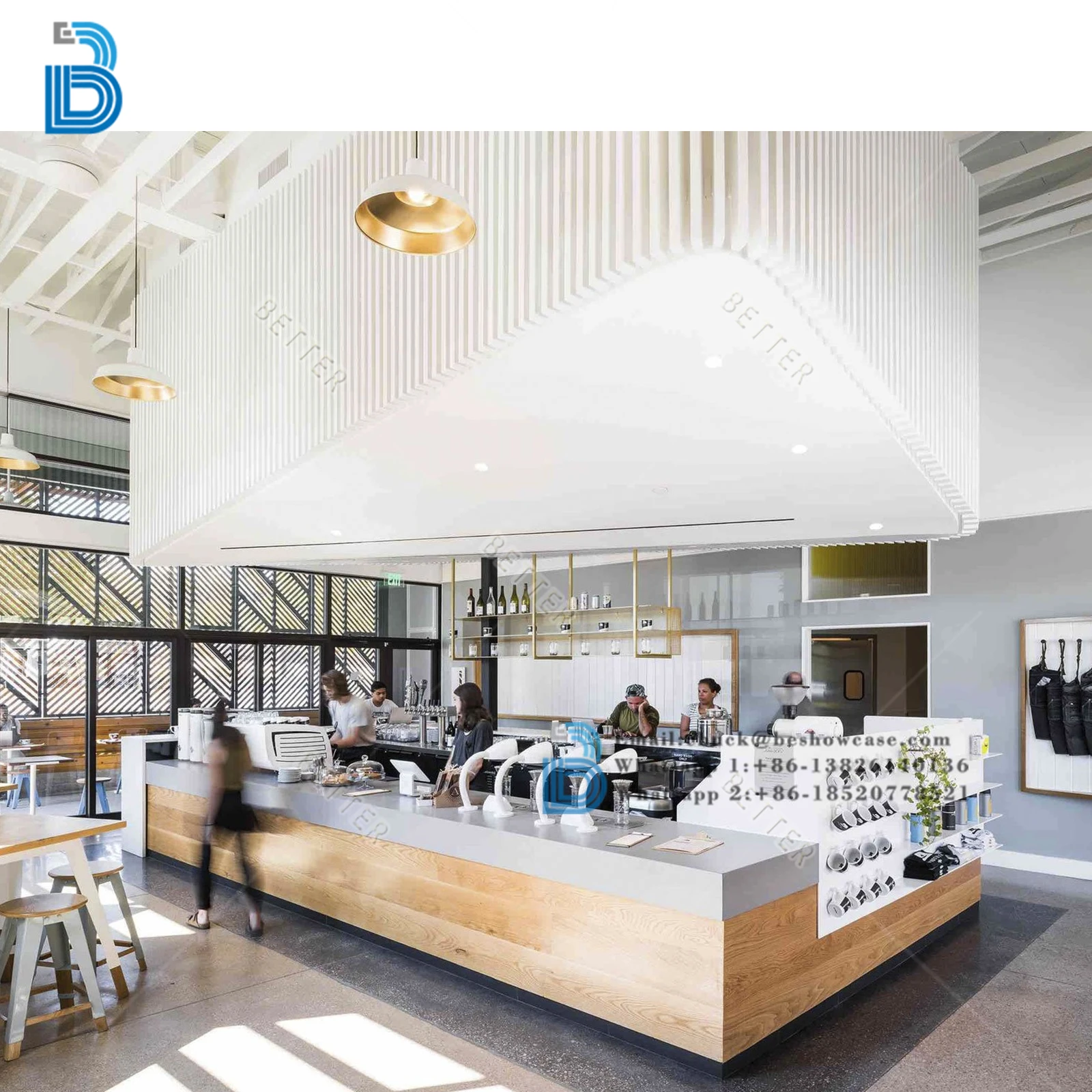 Coffee Counter Interior Design Display Furniture Bar Counter Wooden Cafe Shop Display Cabinets Customized Coffee Counter