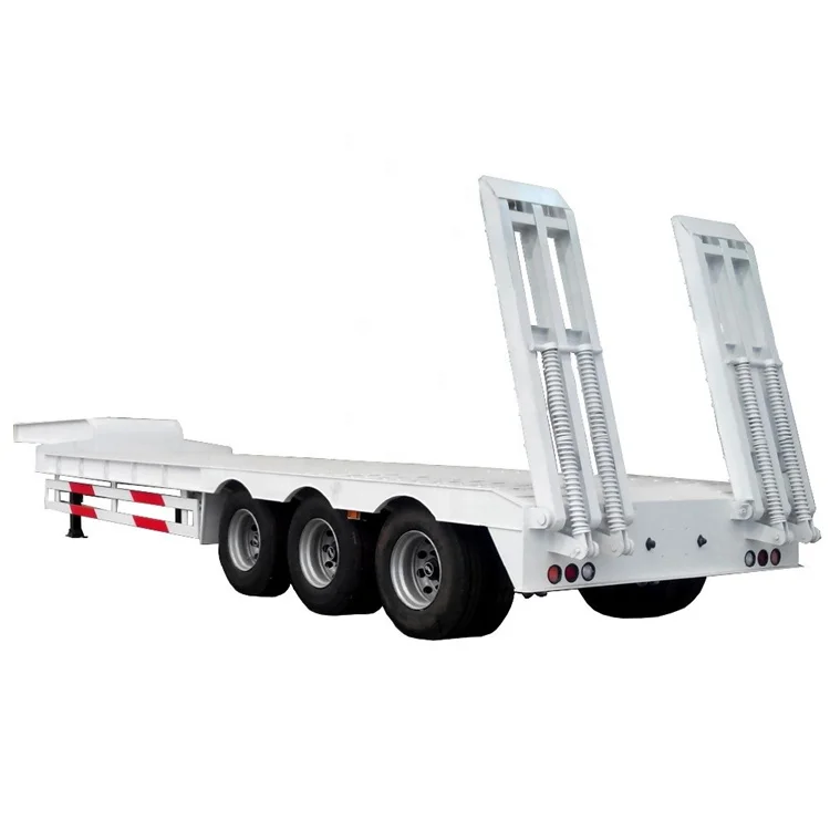 HJB 3 Axle 60 Tons 100 Ton Hydraulic Extendable Lowboy Loader Lowbed Low Bed Truck Semi Trailer For Sale