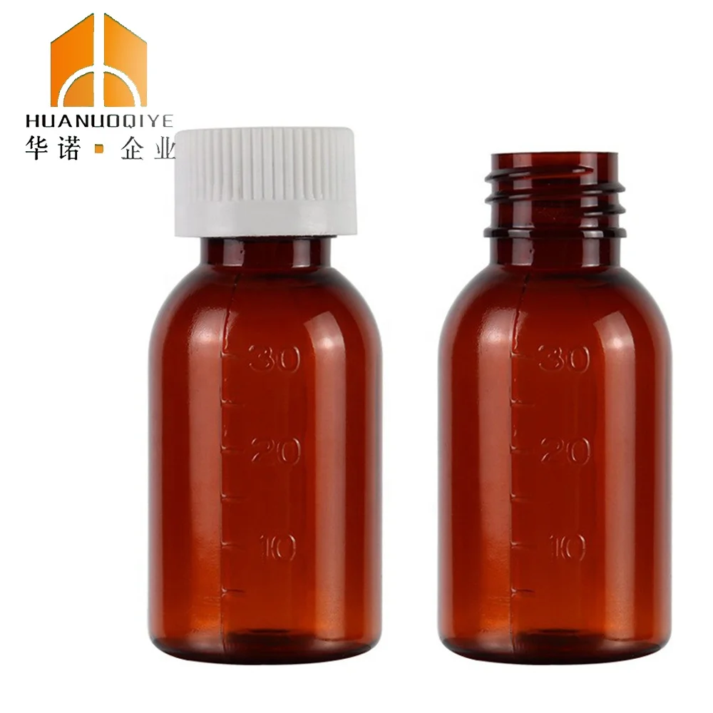 100ml Amber PET Cough Syrup Plastic Lean Reagent Bottle Cough Syrup Container Promethezine for Lab
