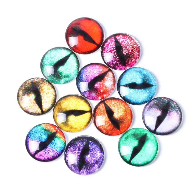 Mixed Style Round Glass Dragon Eye Gem Cover Cabochon for Dome Jewelry Finding Cameo Pendent Doll Making Fusible Glass Supplies