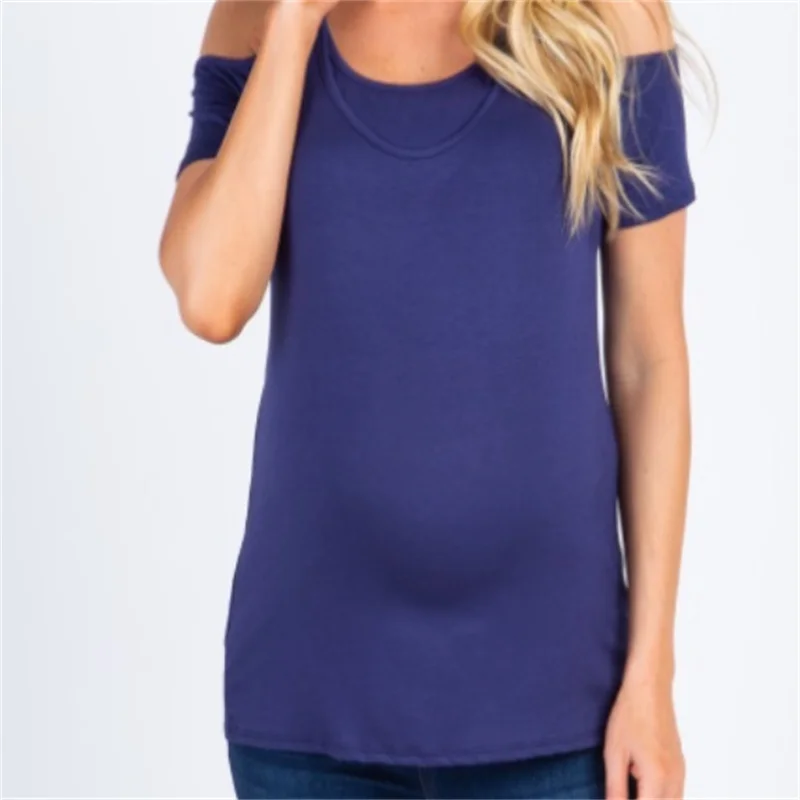 Navy Blue Cold Shoulder Maternity Nursing Top fashionable woman watches top 2021