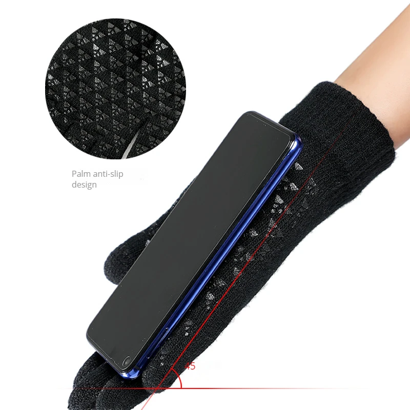 Winter Gloves For Men And Women Upgraded Touch Screen Anti Slip Silicone Gel Elastic Cuff Thermal Soft Wool Lining