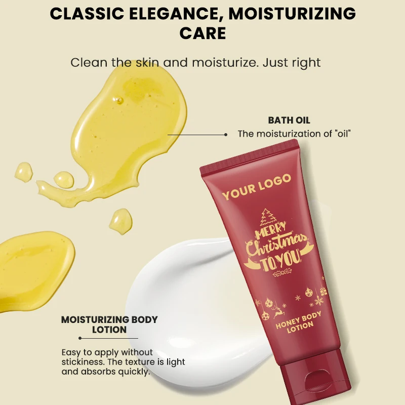 MULAN Christmas Limited Edition Honey Shower Gel and Body Lotion Set Customizable Fragrant Spa Bath Set for Home Use