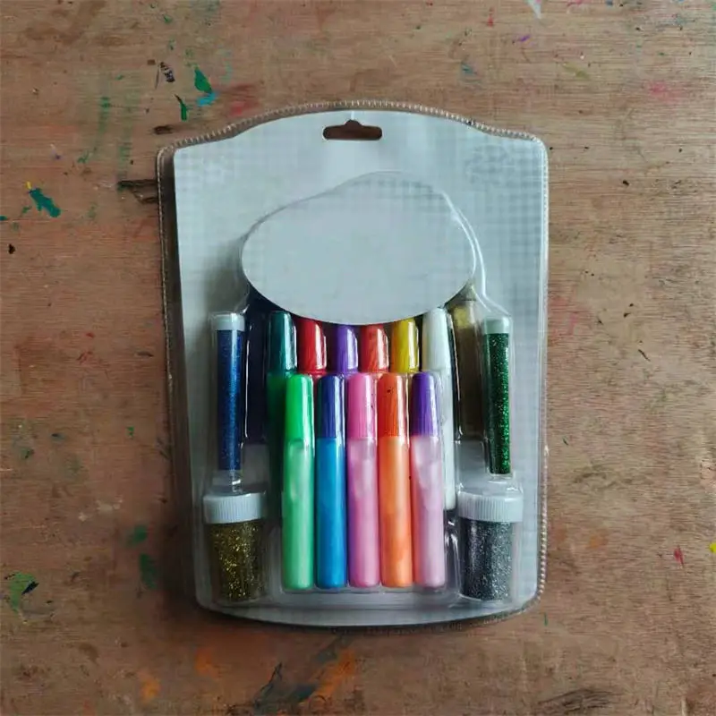 Factory Kids Diy Drawing Glitter Glue Tubes Drawing Acrylic Paint Art For School Children