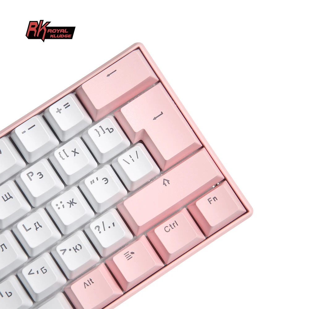 Custom doubleshot keycaps russian language mechanical keyboard with pink/blue keyboard cover 61 keys computer gaming keyboard