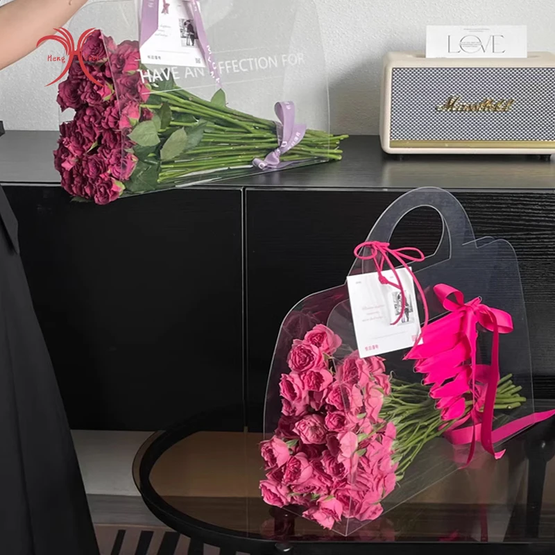 2023 Hot Selling New Transparent Handbag Flower Bag Holiday Gift Packaging Bag Bouquet Flower Lackaging Bag