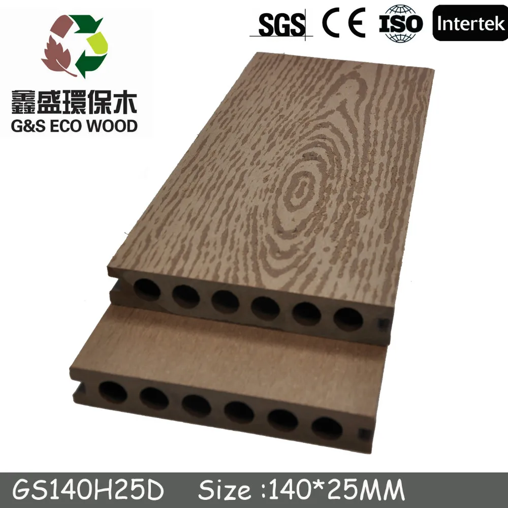 Hollow balcony anti-slip wood plastic composite wpc co-extrusion decking
