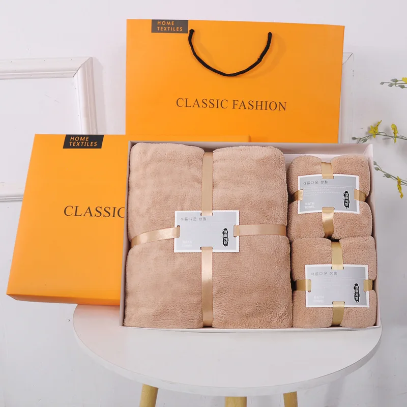 towels wholesale Bath Towel Microfiber  Coral Velvet Luxury Hotel Gift Box Bath Towels Set set Custom