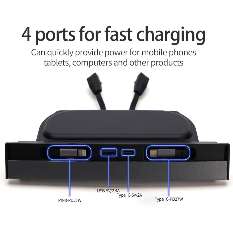 Hot Sale With Display Colorful Atmosphere Lights Fast Charging Central Control Expansion Dock USB Hub For Tesla Model 3/Y