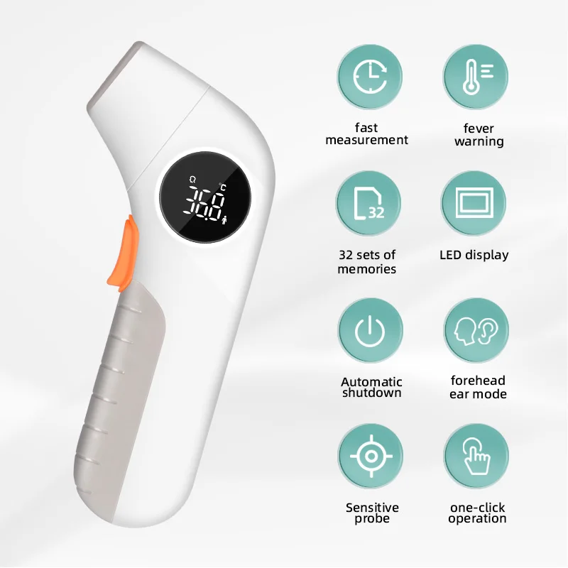 Digital Ear Thermometer Dual LED Display Fahrenheit to Centigrade Adjustable High Accuracy Temperature Gauge Sensor
