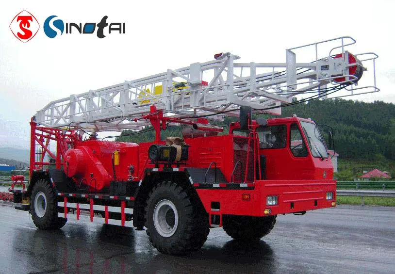 Single Mast Double drum 40ton XJ250 Fast Rapid  No-Guyline pulling Unit  hoist Workover rig