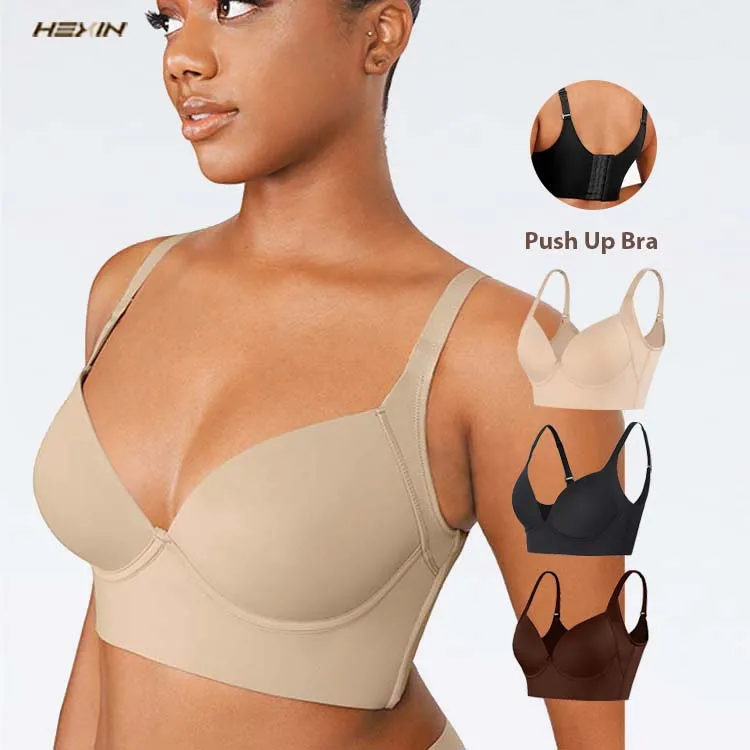 Hexin Wholesale Custom Body Shaper Ladies Plus Size Shapewear Bra Hide Back Fat Bra Push Up Bra For Women Full Coverage