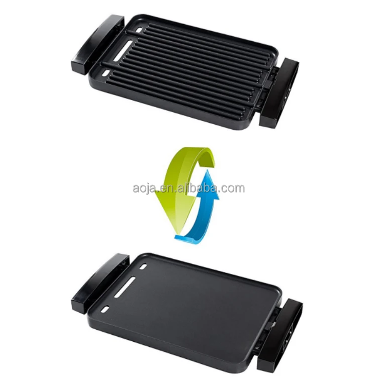 AOJA Electric Kitchen Appliance Luxury Reversible Grill for Fried Beef Squid Cast Iron Electric Plancha Smokeless BBQ Grill Pan