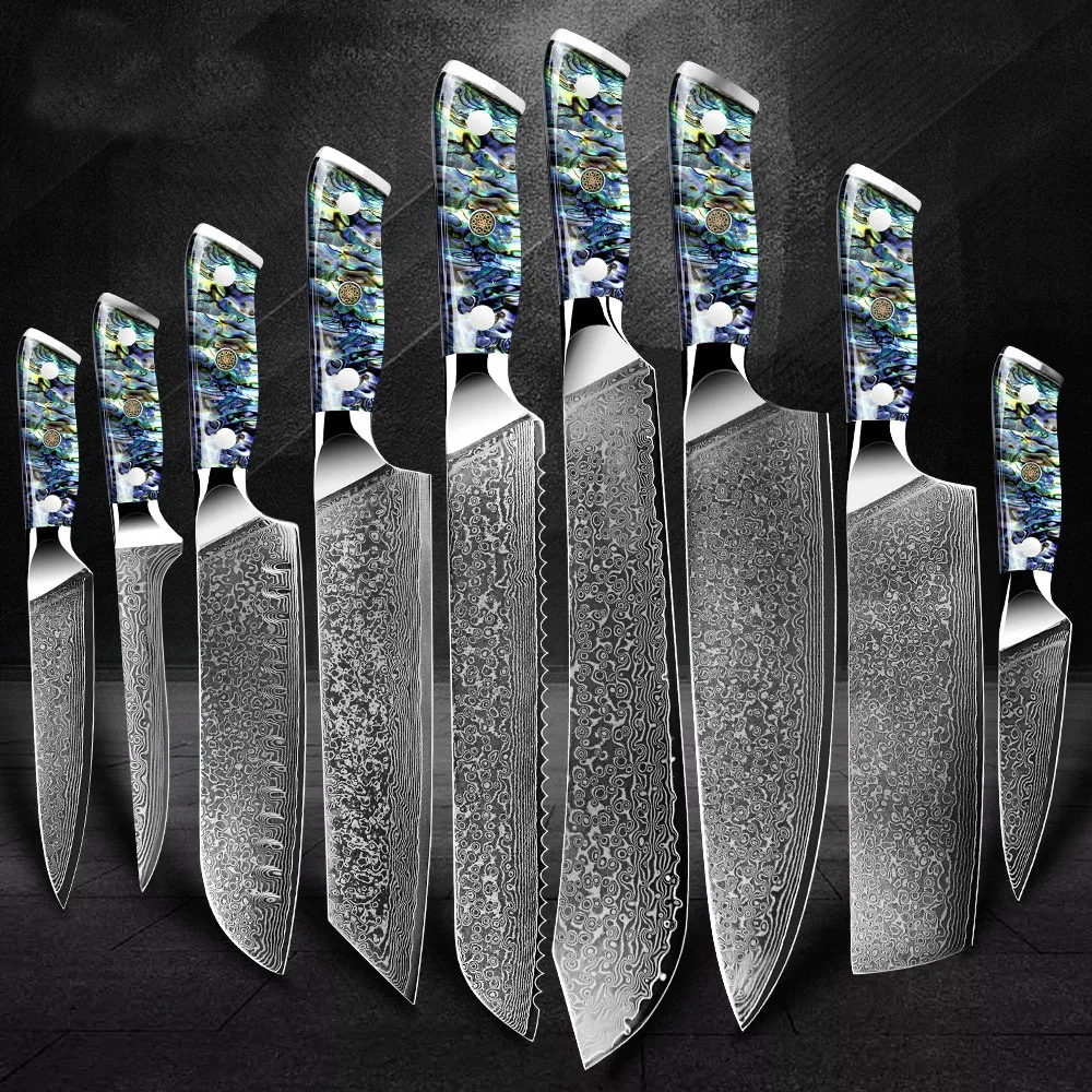 Многоцелевой Высококачественный Нож для суши с рукояткой морского ушка набор кухонных ножей поваров японскими стальными сердечниками vg10