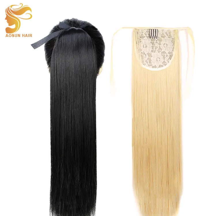 Dack Brown Aosun Hair Clip in Mink Hair Ponytail,  Atural Color 28 Inch Long Raw Indian Remy Curly Human Hair Ponytail