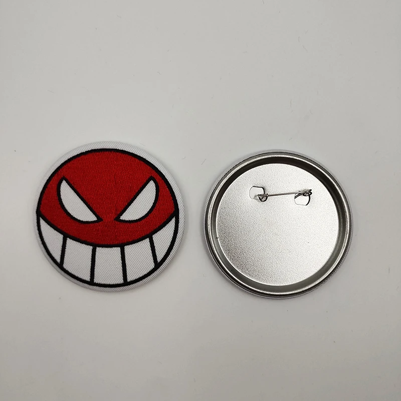 Custom Printed Logo Face Button Badges 75mm round Embroidered Felt Pins