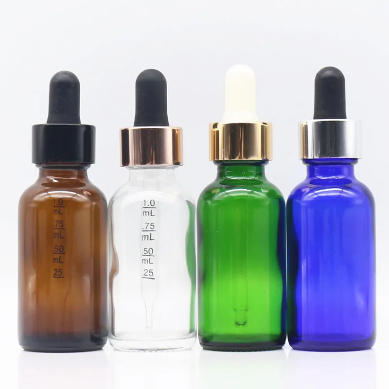 Screen printing skincare serum bottle 1oz 2oz 4 oz 100ml 30ml green bule matte black tincture dropper boston glass bottle