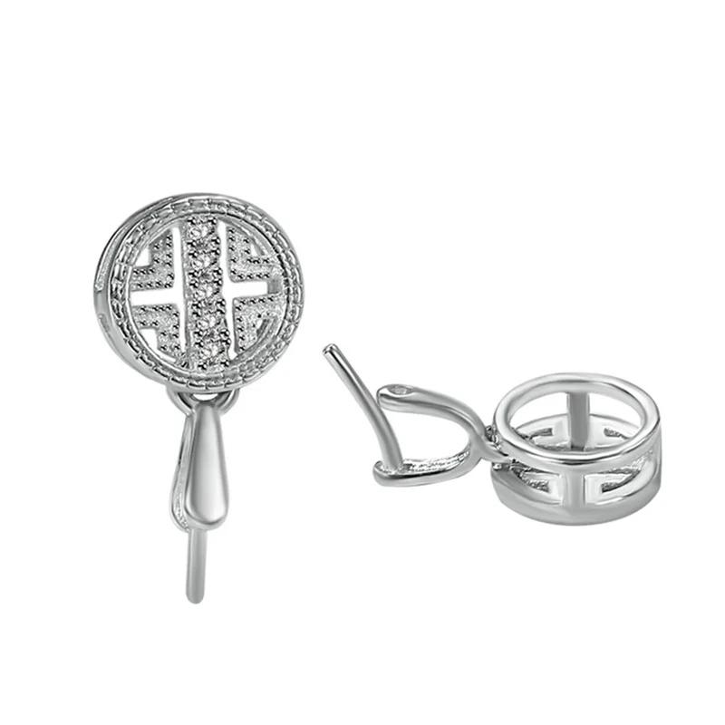 S925 Sterling Silver DIY Jade Pendant Buckle Accessory with Diamond for Safety Jewelry Findings & Components