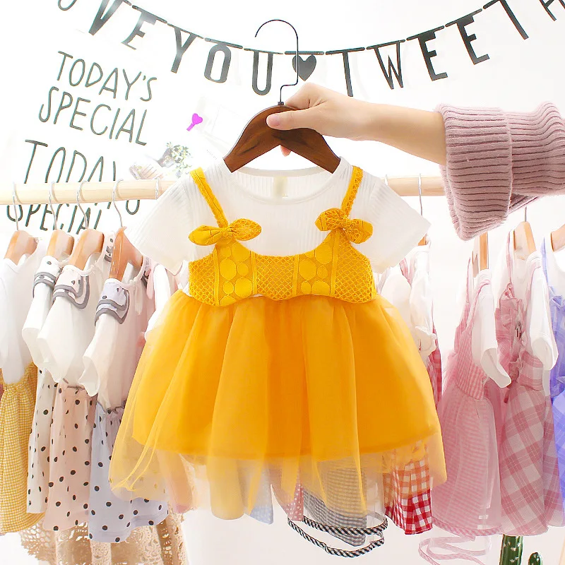 kids pettiskirt 2019 Korean version summer short-sleeved mesh baby princess children new girl dress