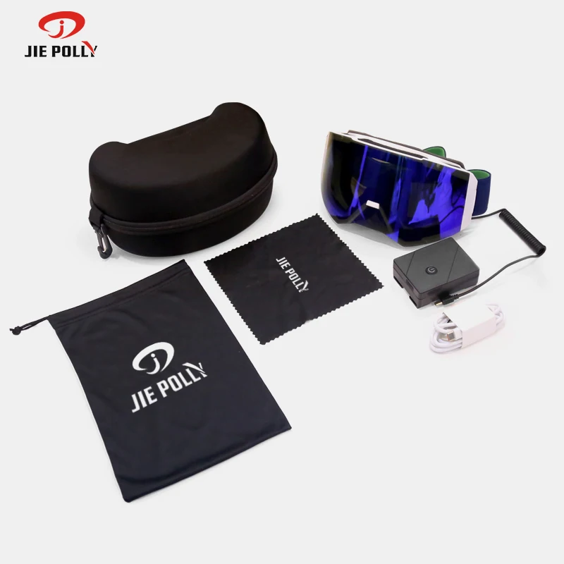Jiepolly Custom Heated Ski Goggles Anti-Fog Magnetic Double-Layer Uv400 AdultSnowboard Snowmobile Goggles Glasses For Man