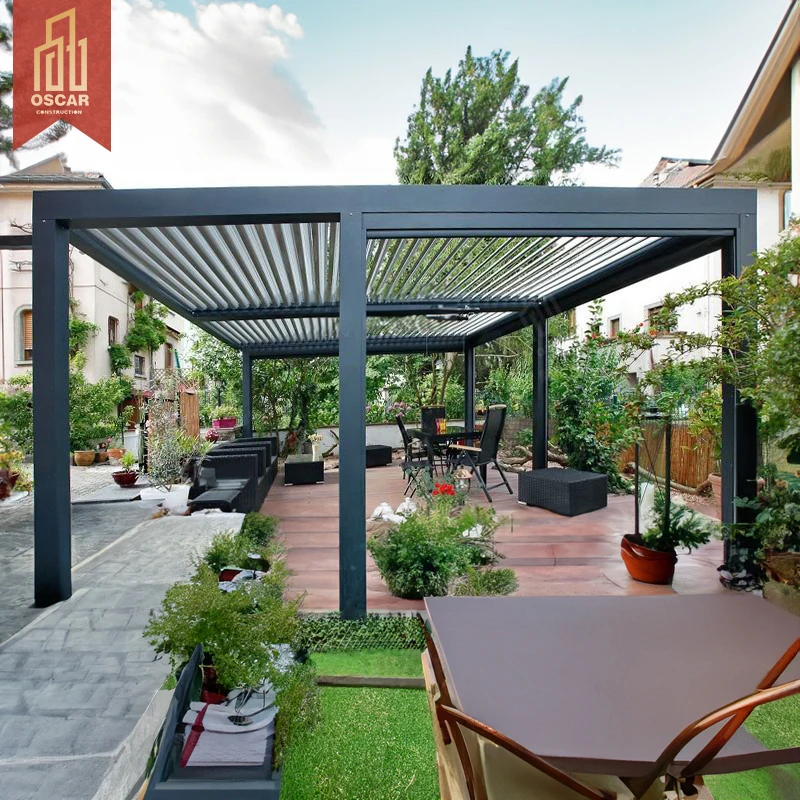Garden Pergola Gazebo Pergola Aluminum Louvered Roof Metal Luxury Modern Outdoor Waterproof Garden Decorations Power Coated