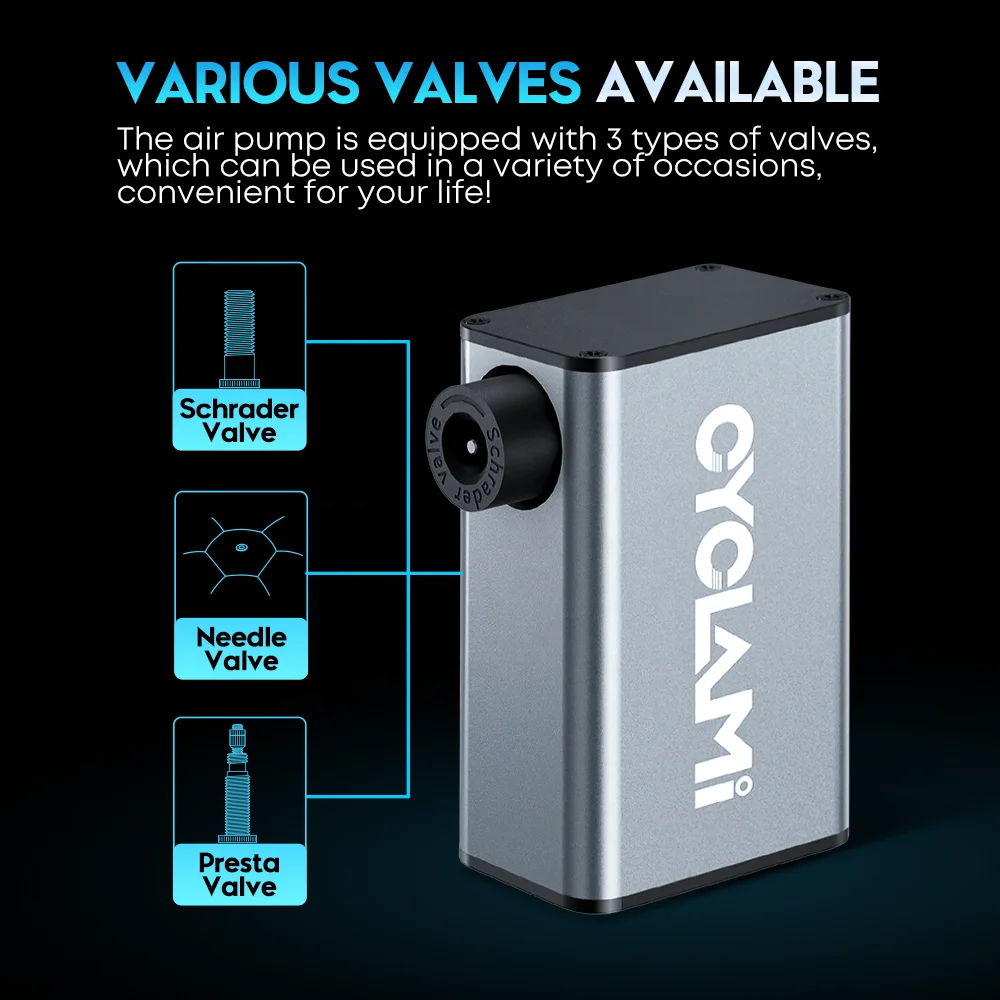 CYCLAMI Mini Bike Pump A3 Max Air Pump with Display 150 PSI Portable Mini Bicycle Inflator SV FV Valve Road MTB Bike Mini Pump