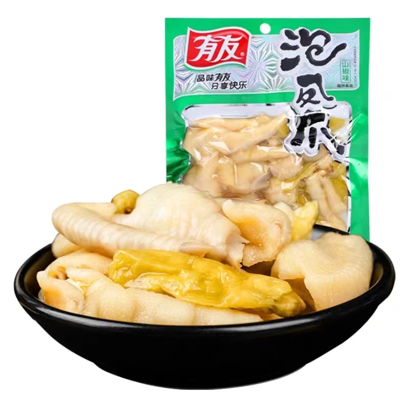 Маринованный перец, куриные лапки, куриные лапки, острые и кислые красные повседневные драматические закуски, фирменное блюдо Чунцин, 172 г