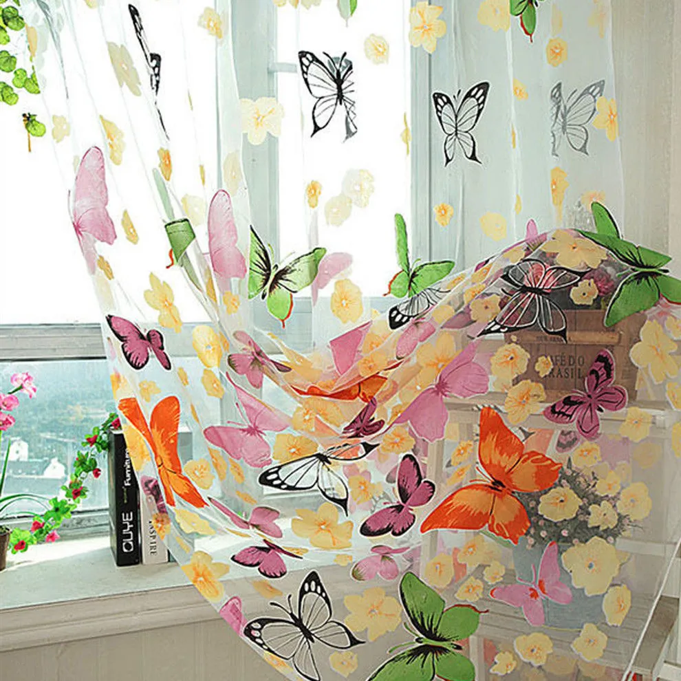 Printed  Cortinas Decorative Window Screening Burnout Tulle Curtains for Living Room bedroom Balcony Voile Sheer